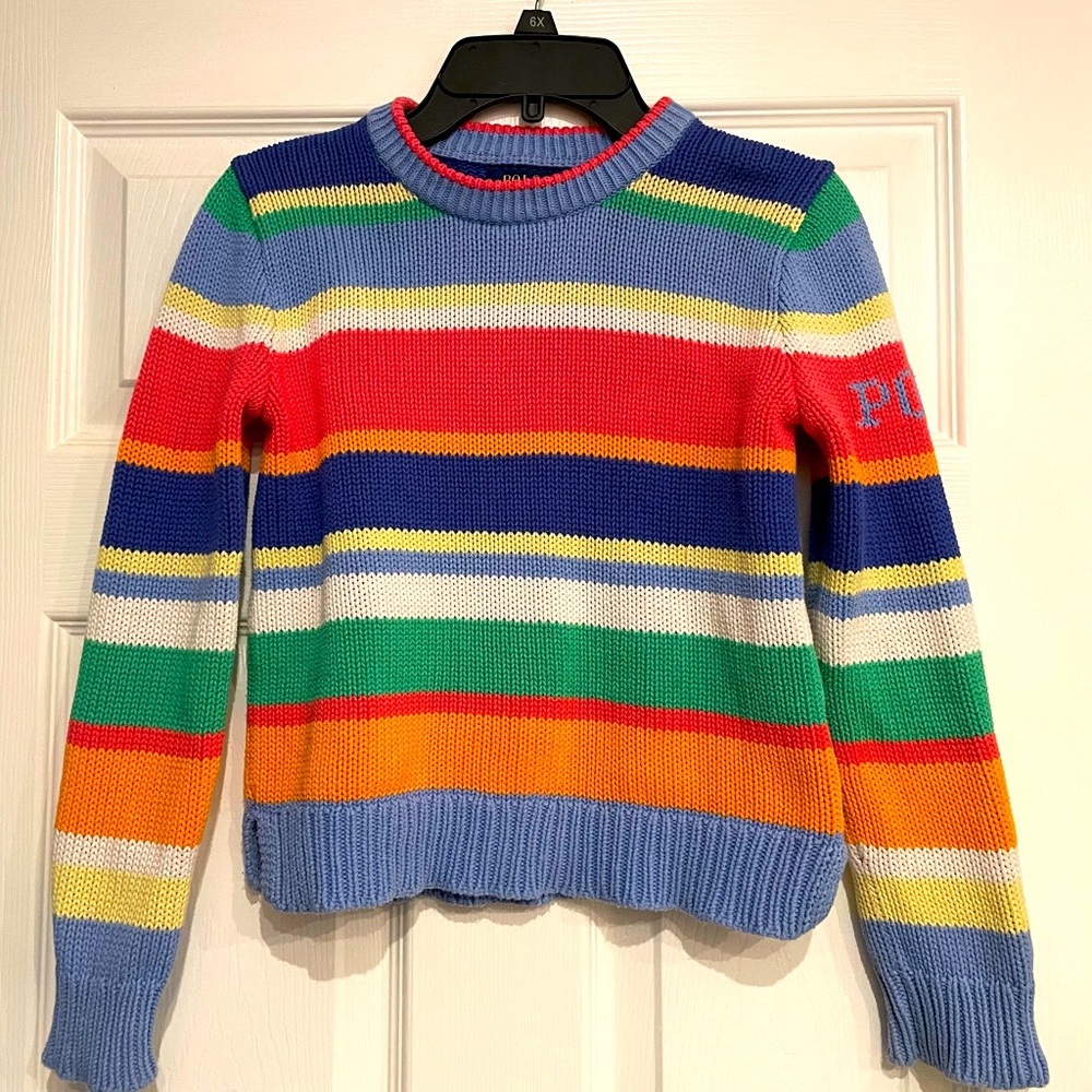 Polo Ralph Lauren Girls cable knit color stripped sweater M